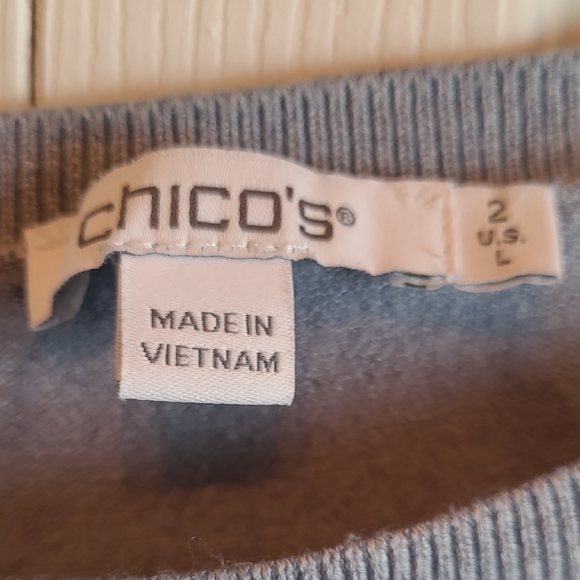 Chico's Ella Painterly Bateau Pullover SweaterColor: PASSPORT BLUESize: 2 (12/14 - Picture 2 of 6